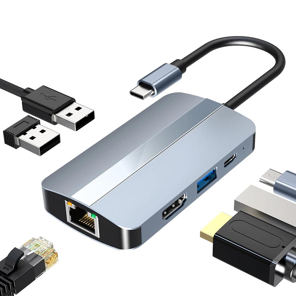 PC ƮϿ USB C Ÿ , HDMI ȣȯ, 4K, 30HZ, PD87W SD TF ī , 5Gbps   ̴ Ʈ, 6 in 1